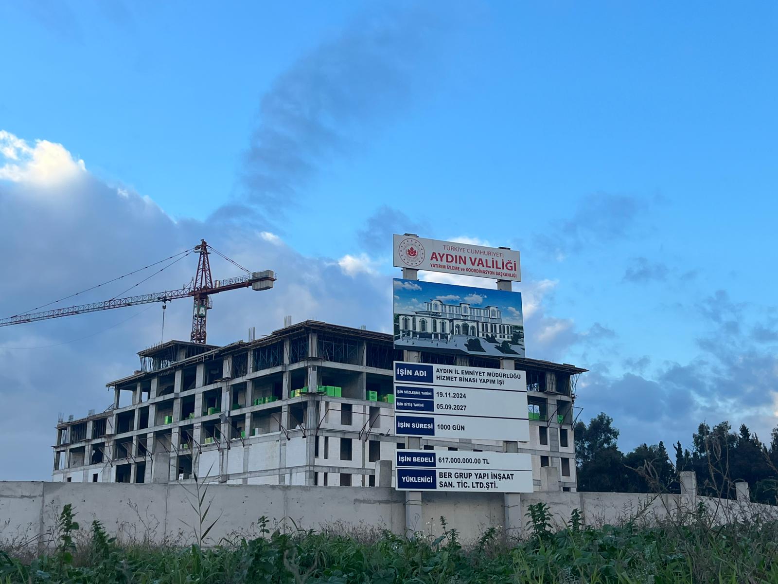 Aydın İl Emniyet Müdürlüğü’nün yeni hizmet binası hızla yükseliyor