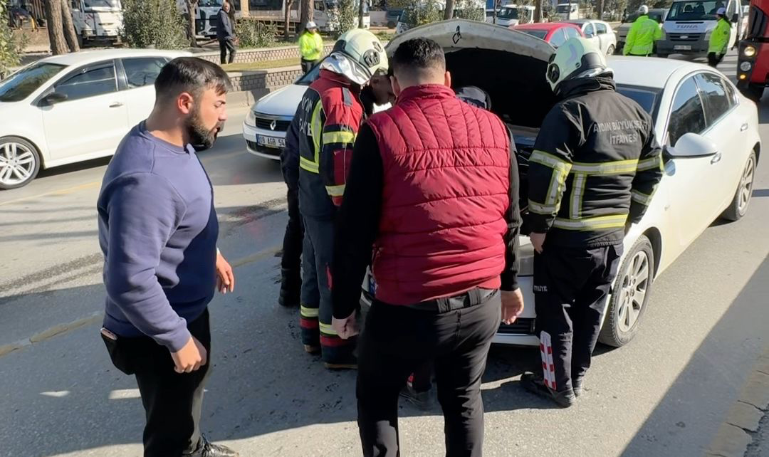 Aydın’da otomobil alev aldı, facia son anda önlendi
