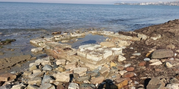 Yağışlar sonrası Kuşadası’nda tarih gün yüzüne çıktı