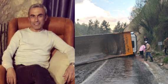 Hafriyat kamyonu devrildi, oracıkta can verdi