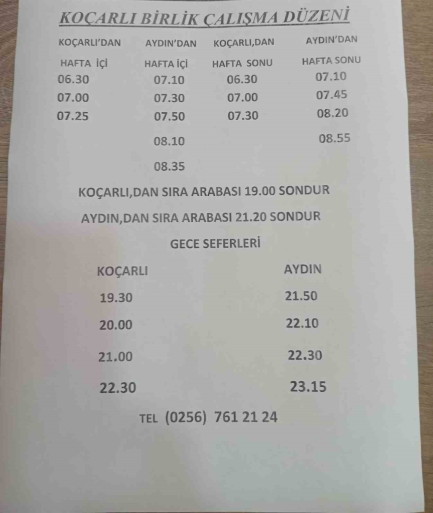 kocarli aydin hattinda minibus saatleri degisti 59136ea57138