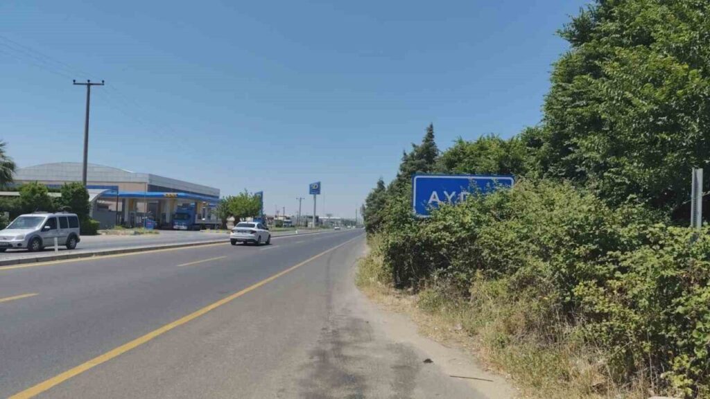 karayolu uzerindeki aydin tabelasi calilar arasinda kaldi d1c0de3ed037
