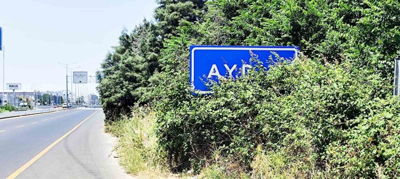 Karayolu üzerindeki Aydın tabelası çalılar arasında kaldı