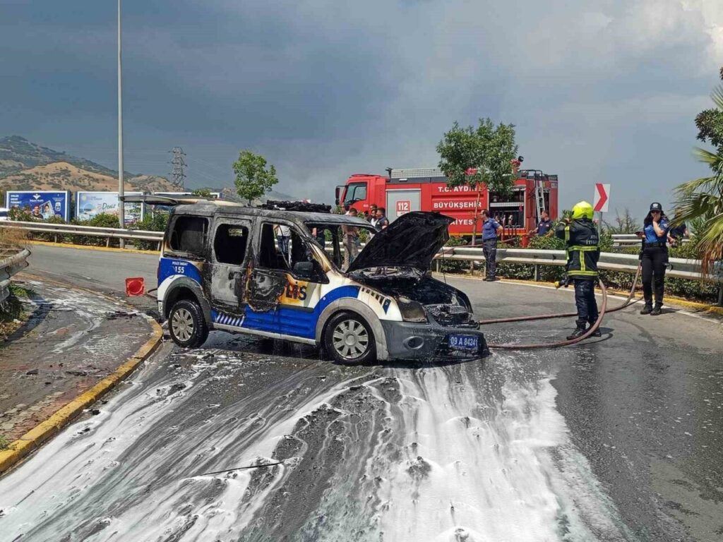 polis araci alevlere teslim oldu d0a395a578d7