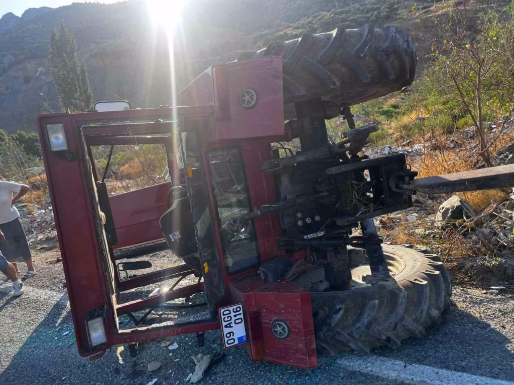 kontrolden cikan traktor devrildi 1 yarali 6296a3063187