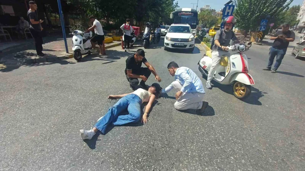 panik fren yapan motosiklet surucusu 3 metre suruklendi 7b338db38fd0