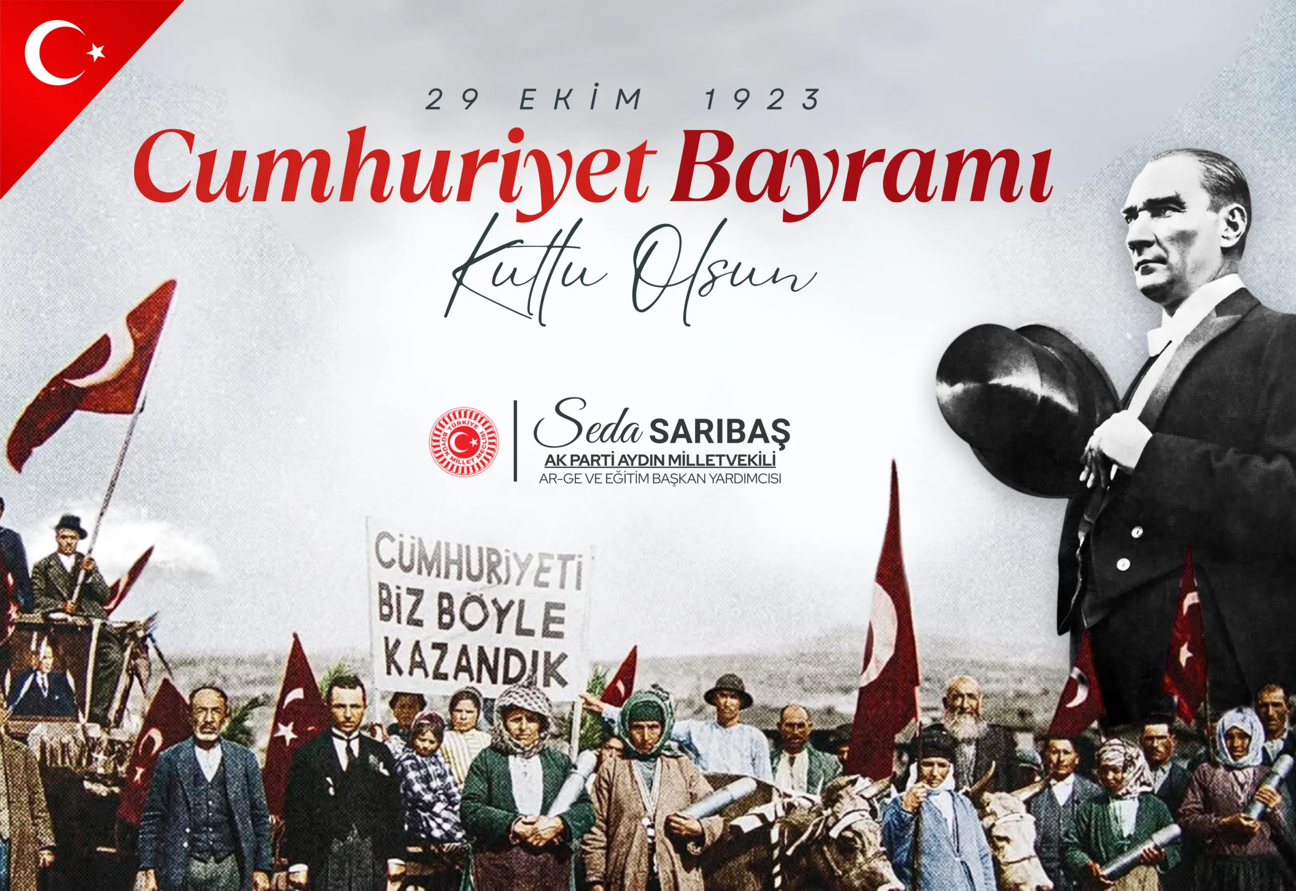 AK PARTİ AYDIN MİLLETVEKİLİ SN. SEDA SARIBAŞ’IN 29 EKİM CUMHURİYET BAYRAMI MESAJI