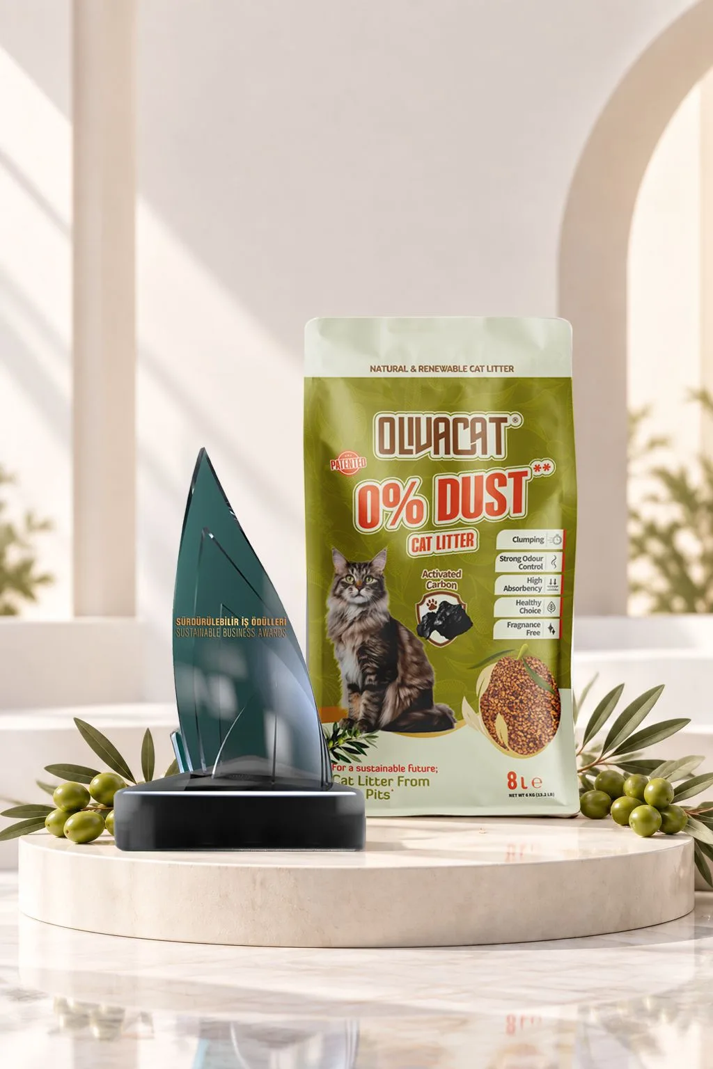 Aydın’dan dünyaya uzanan başarı: Zeytin çekirdeğinden kedi kumu Olivacat’a büyük ödül 2 Aydın’dan dünyaya uzanan başarı: Zeytin çekirdeğinden kedi kumu Olivacat’a büyük ödül