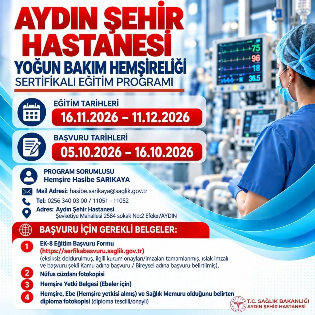 Aydın Şehir Hastanesi’nde yoğun bakım hemşireliği eğitimi düzenlenecek 2 aydin sehir hastanesinde yogun bakim hemsireligi egitimi duzenlenecek 9821ff7ead60